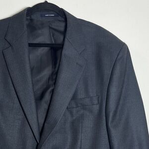 Vtg Polo University by Ralph Lauren Sport Coat Charcoal Windowpane Silk Wool 46L